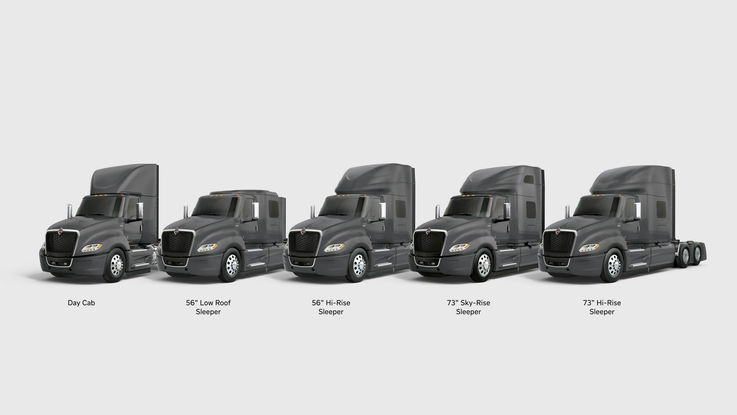 A row of semi trucks