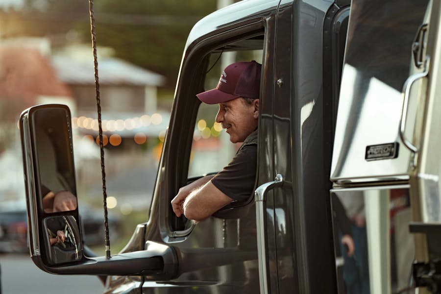 A person in a truck